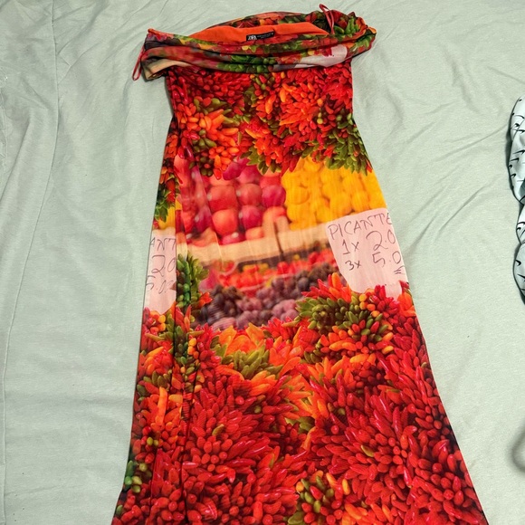 Zara Dresses & Skirts - Zara Orange and Multicolor Mesh Dress